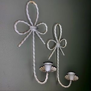 White Twisted Small Wall Candle Holder Decor